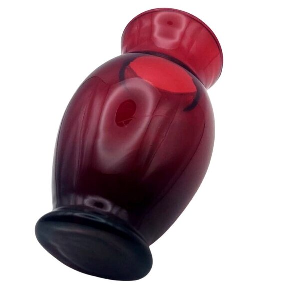 Vintage Anchor Hocking Royal Ruby Red Glass Vase 6.5" Flared Top MCM - Picture 4 of 6